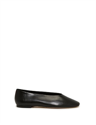 Kirsten High Cut Leather Ballerina Black
