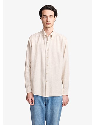 BEN BEIGE HERRINGBONE BUTTON DOWN