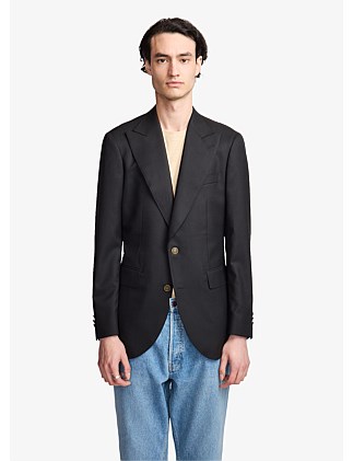 Arlo blazer in Super 110's self design in black