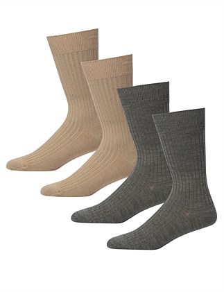 4PK RIBBED MERINO CREW